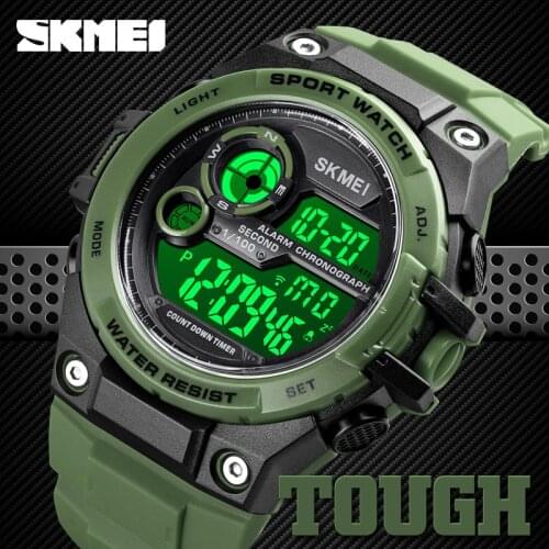 SKMEI 1759 Men Watches Multifunction Military LED Display PU Strap Alarm Digital Sport Watch hombre 10 ATM Waterproof