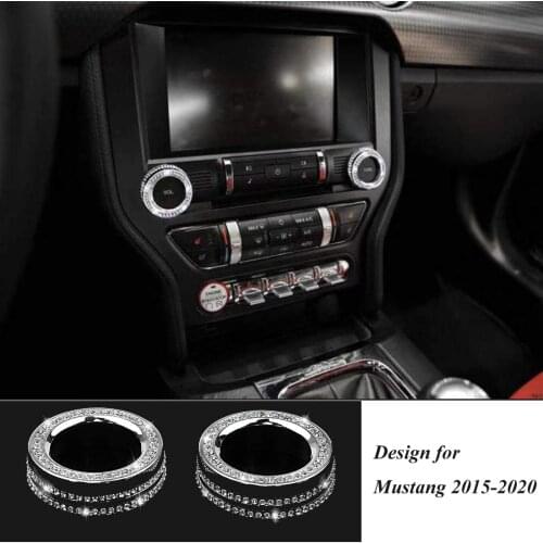 Bling Volume Tune Button Crystal Accessory Interior Knob Cover Compatible for Mustang 2015-2021