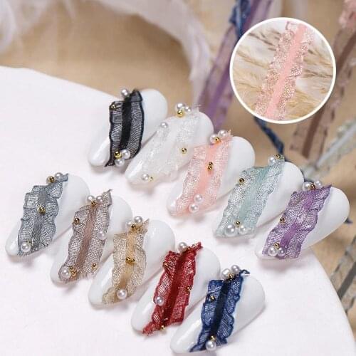 Kapmore Nail Decor Lace DIY 11.81in Creative Nail Art Supply Fingernail Ornament Lace Chain 3D Nail Art Decoration Wave Strip