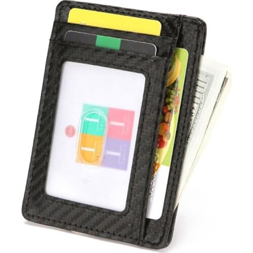 Men Slim RFID Blocking Wallet PU Leather Credit Card Holder Cards Case Pocket L93F