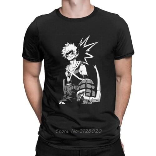 Katsuki Bakugo TShirt Men My Hero Academia T Shirt Men Cotton O-neck TShirt Hip Hop Tees Tops Streetwear Harajuku