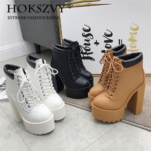 HOKSVZY Womens Classic Hate High-heeled Womens Boots Waterproof Platform With High-heeled Ankle Boots Ankle Boots