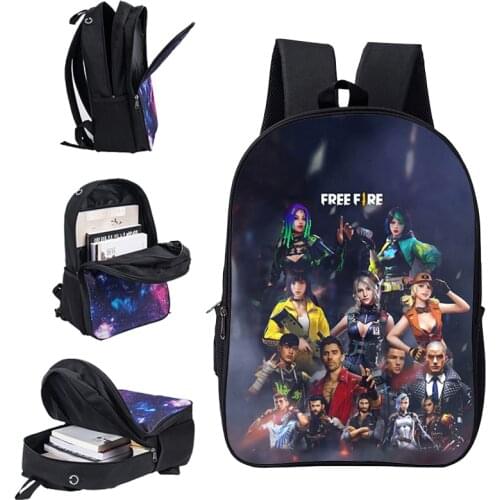 3D Anime Canvas Double Zipper Free Fire Backpacks Kids Mochila Cartoon 16 Inch School Bags Free Fire Garena Game Bag Children