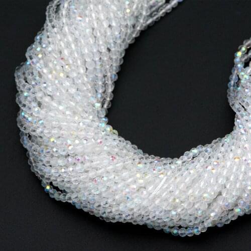 Crystal Faceted Round Beads 2mm, Tiny Size Glass Spacer Beads For DIY Jewelry Making Accessories, Crystal AB (QZ02-7)/ 165 beads