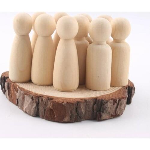 Peg doll set of 40pc wood Family doll toys(43mm/55mm) unfinished unpainted Weddings Cake Doll Garden room Decor Handmade