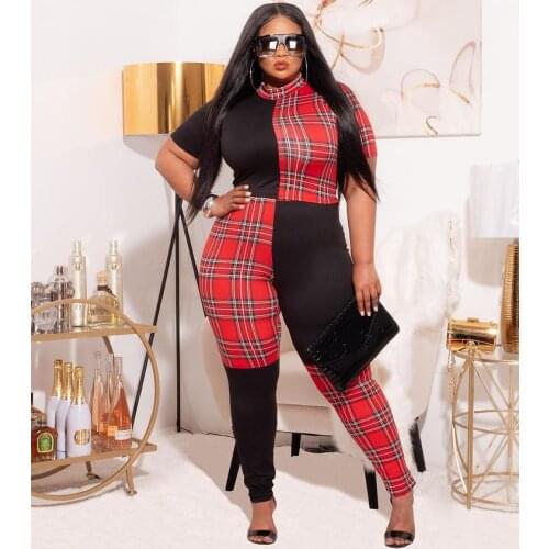 Summer 2021 Womens Plus Size Catsuit European and American Sexy Positioning Lattice Stitching Footsuit