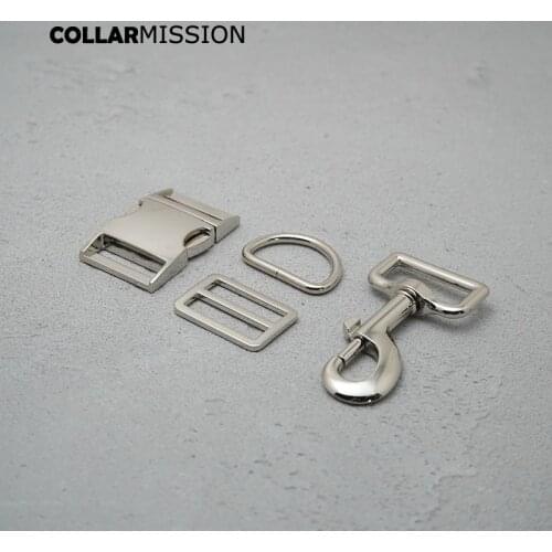 Metal buckle+Tri-Glid+D ring+metal dog clasp/set) retailing 30mm silver for DIY dog collar set harness good quality DIY parts