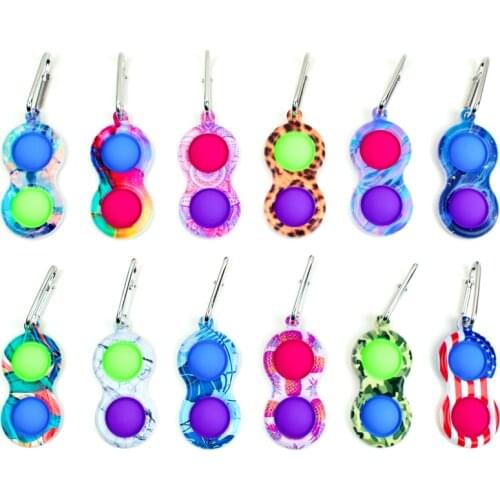 Mini pops bubble its simple dimple keychain fidget toy anti stress relief anxiety sensory for adults children kids autism adhd