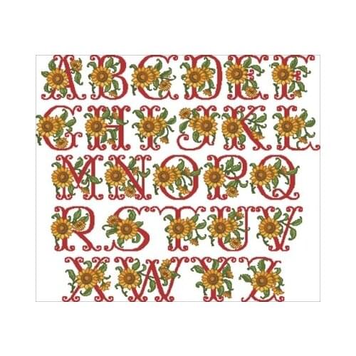 Sunflower Letter Diagram Needlework,For Embroidery,DIY 14CT Unprinted Arts Cross stitch kits Set Cross-Stitching Home Decor