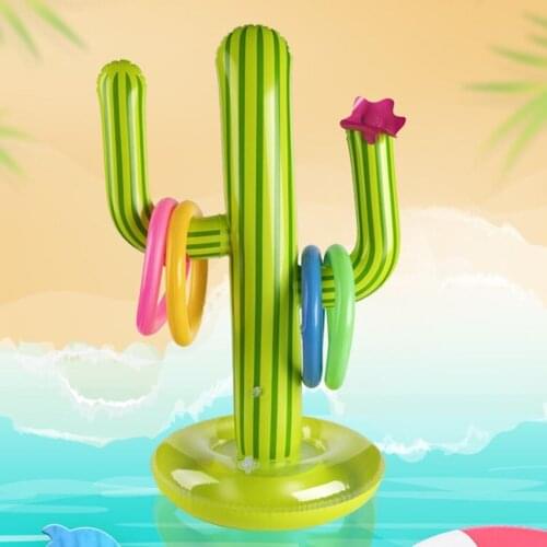PVC Inflatable Cactus Rings Toss Game Kit Fiesta Party Supplies Water Toys Kids Adults