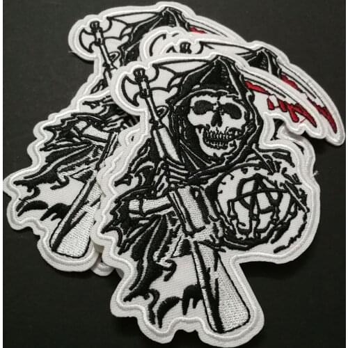 10pcs/lot Sons of Motorcycles patches for Vest jacket of Anarchy patches badges sticker iron on applique embroidered black label
