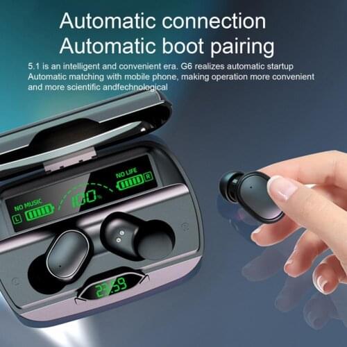 G6 Bluetooth 5.0 Automatic Pairing Earphone HD Phone Call Noise Reduction Headphone In-ear Stable Connection Earbuds for Phone