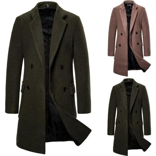 Autumn and winter new double-breasted casual woolen coat mens woolen trench coat YF24