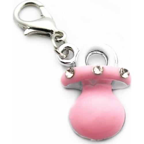 New Style 20pcs/lot Metal Enamel Pink Nipple Crystal Dangle Charms Lobster Clasp Charms Fit DIY Bracelet Necklace Jewelry