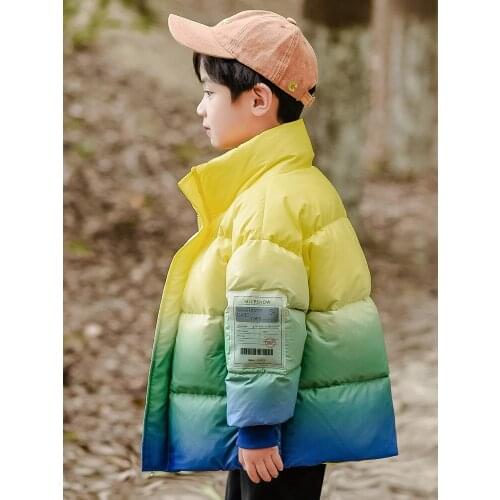 Boys' Clothes Light down Jacket New Style Childrens Winter Clothes Gradient Color Short Baby Thickened Childrens Coat