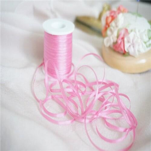 2mmX20mts solid colors of 100% pure silk embroidery ribbon thin taffeta high quality silk ribbon Anya Ribbon Handcraft