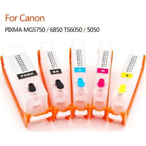 5pcs PGI-570 CLI-571 Ink cartridges for Canon PIXMA MG5750/5751/5752/5753/6850/6851/6852/6853 TS6050/5051 with ARC chips