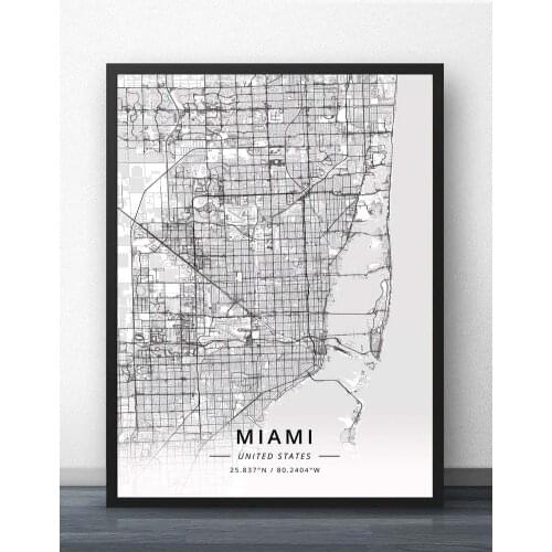 Miami Orlando Tampa FL Florida USA United States of America Map Poster