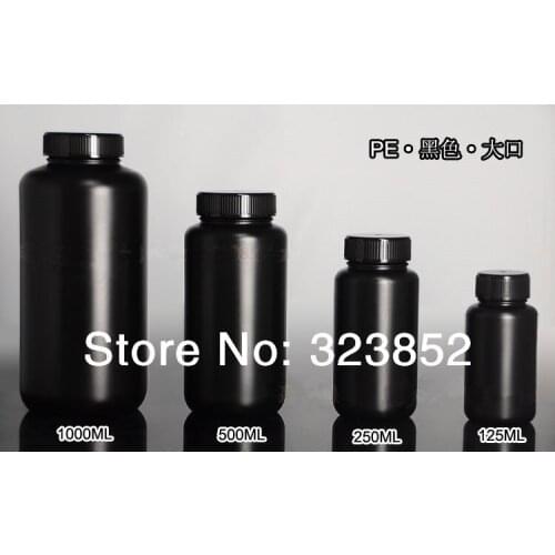 Amber Plastic Bottle Reagent Bottle PE Storage Wide Mouth Bottle UV Light Proof Bottle RoHs REACH Approved 1000ml Pack 2