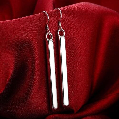 Popular brands 925 Sterling Silver long geometry drop Earrings High Quality Fashion Woman party wedding Jewelry Christmas Gifts