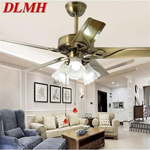 DLMH Ceiling Fan Light Modern Simple Lamp With Straight Blade Remote Control For Home Living Room