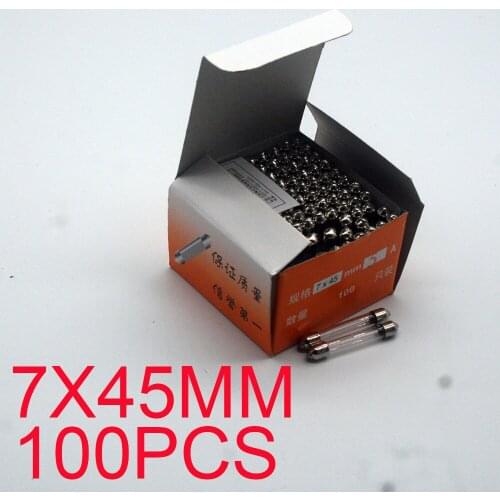 100PCS 250V 0.5A 1A 2A 3A 4A 5A 8A 10A 15A 20A 7*45 7X45 7MM*45MM 7*45mm Fast Blow Glass Fuse