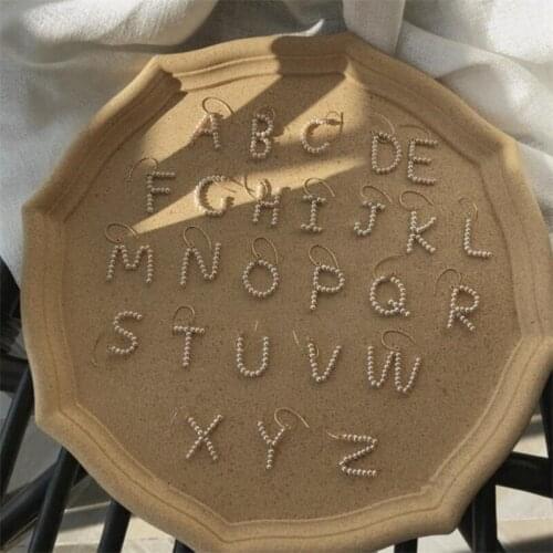 Ins fashion design new letter handmade natural freshwater Pearl pendant earrings retro temperament 14k gold plated earring