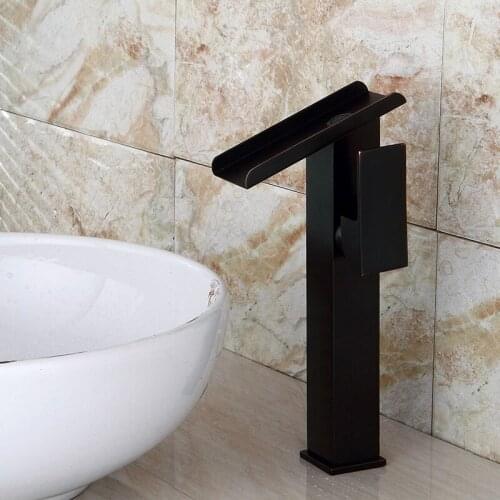 Basin Faucets Waterfall Bathroom Faucet Single handle Basin Mixer Tap Bath Black Bronze Faucet Brass Sink Water Crane Chrome Tap