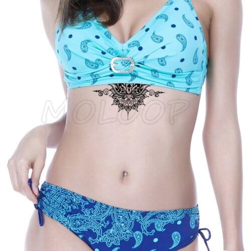Tatoo Sticker Fake Tattoo Datura Mandala Flower Totem Diamond Waterproof Temporary Tatto Chest Back Leg Belly for Girl Woman
