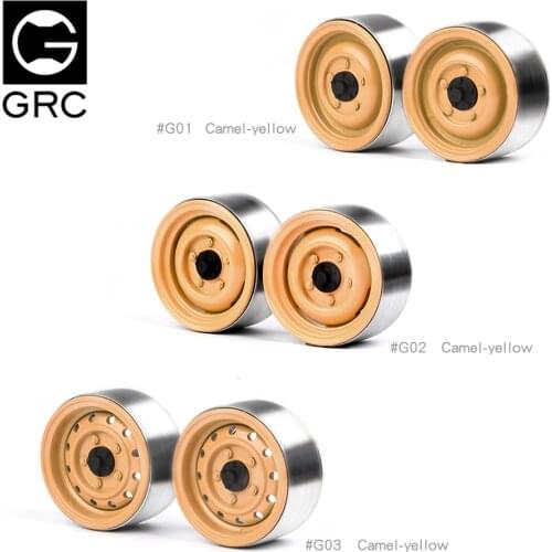 GRC 1.9 Inch Heavy & Old-fashioned Metal Wheel Rim Camel-yellow #G01 G02 G03 For 1/10 RC TRX4 SCX10 90046 Bronco D110 D90 CFX