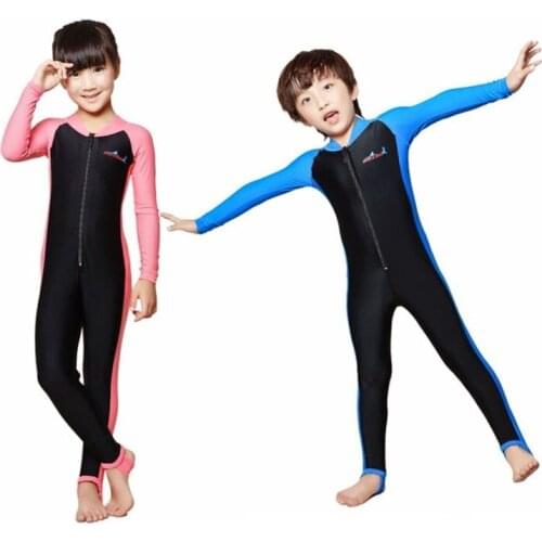 UPF50+ Lycra Long Sleeved Dive Skin Suit Kids Wetsuit Boy Girl Child Surf Stinger Wet suit Rash Guards Snorkeling Swimwear
