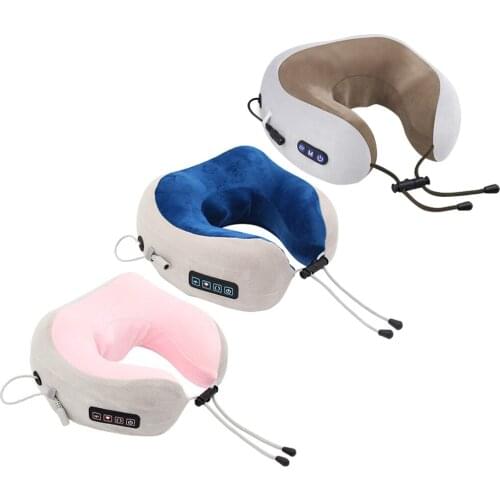 Vibrator U Shaped Napping Neck Relaxation Pillow Travel Rechargeable Electrical Cervical Spine Massager Pillow Instrument