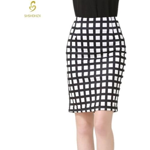 Faldas mujer moda 2018 Plaid Skirt New High Waist Fashion Pencil Skirt Plus Size saia 3XL