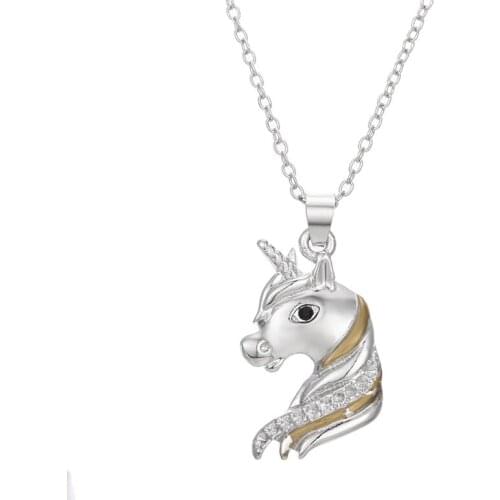 2019 Retro Animal Unicorn Head Pendant Necklace Gothic Style Necklaces Women Fashion Jewelry