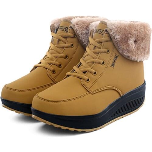 Platform Snow Boots Women Boots Plush Warm Ankle Wedge Boots Winter Shoes Female Booties Women Winter Boots Non-slip Booties