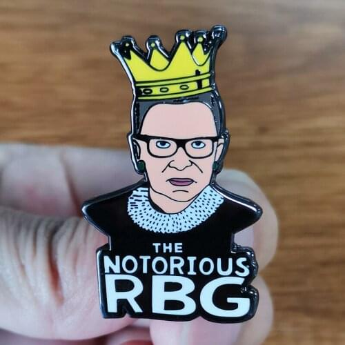 Notorious RBG Ruth Bader Ginsburg Justice Brooch Pins Enamel Metal Badges Lapel Pin Brooches Jackets Fashion Jewelry Accessories