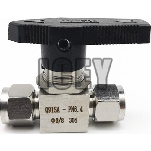 2 way straight Ball valve OD 6 8 10 12 mm 1/8 1/4 3/8 1/2 tube SS304 SS316 high pressure temperature card set ball velve