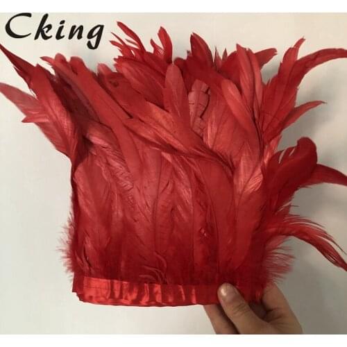 2Meters/lot 15-20cm 6-8inch rooster feather fringes strips trim DIY cloth accessorys wedding party carnival dress decorations