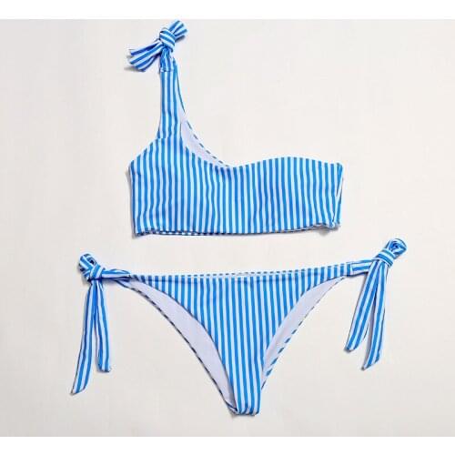 2020 AliExpress new swimsuit European and American sexy split swimwear one-shoulder strap bikini XYY-124