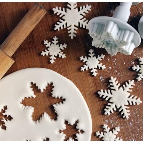 3pcs/set Plastic Snowflake Plunger Fondant Cutter Cake Tools Cookie baking decorating accessories cake decorating tools
