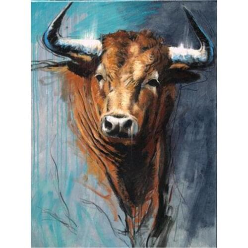 LZAIQIZG Full Square/Round Diamond Painting Abstract Bull Diamond Embroidery Animal Rhinestone Picture Gift Home Decoration