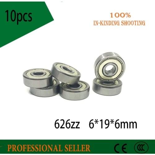 Free Shipping 10pcs 626ZZ 6X19X6mm ABEC-3 3D Printer Special Bearing Mute Ball Bearings 626 ZZ For Mini i3 Parts