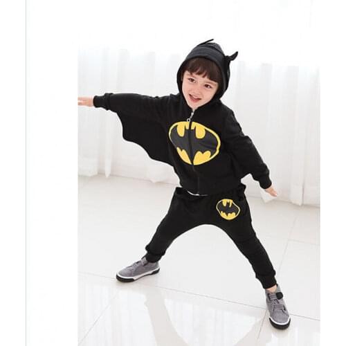 2020 Children Spring Autumn Clothes Set Boys Super Hero Cosplay Costume Boy Hooded Sweater Tops with Long Pants Set