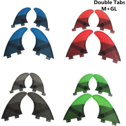 Double TabsQuad fins M+GL Size 4 Color Green/Red/Blue/Grey Fiberglass fins surfboard accessories upsurf Fins Double TabsFins