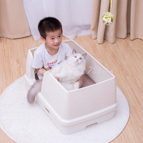 Double-layer cat toilet large puppet Maine splash-proof litter box free cat litter