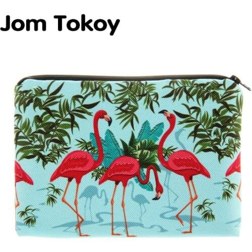 Jom Tokoy Flamingos 3D Printing simple makeup bag neceser Cosmetic case women trousse de maquillage organizer pencil case
