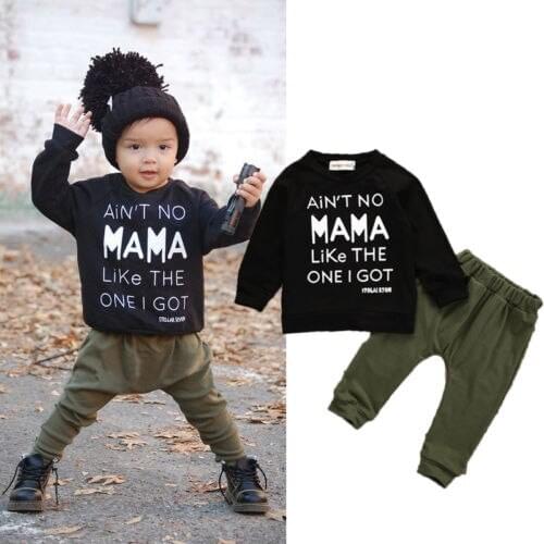 Fashion Newborn Infant Kid Toddler Baby Boys Clothes Long Sleeve Casual O-neck Letter Popular Tops Pants Outfits Set Tracksuit