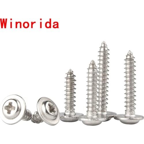 Cross Round Head with Pad Screw 304 Stainless Steel PWA M1.2 M1.4 M1.7 M2 Pan Head Self Tapping Screw 100 Pcs