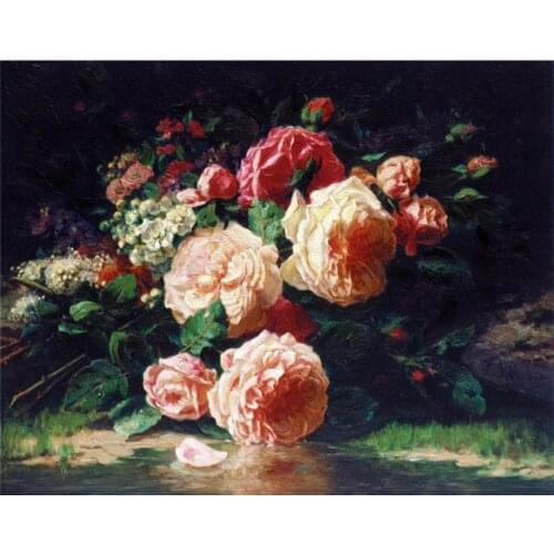 Rose flower Oil Painting Counted Cross Stitch Kit Needlework Embroidery Crafts 14ct Unprinted DIY Arts Handmade Home Decor