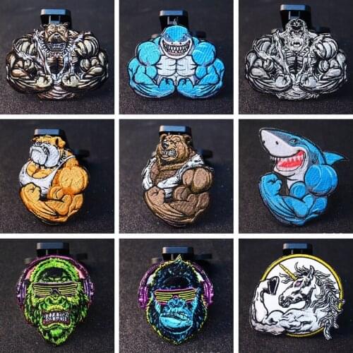 Punk Patch DIY Animal Bear Iron On Patches For Clothing Biker Stripes For Jackets Hippie Rock Back Patch Cloth Badge Stickers